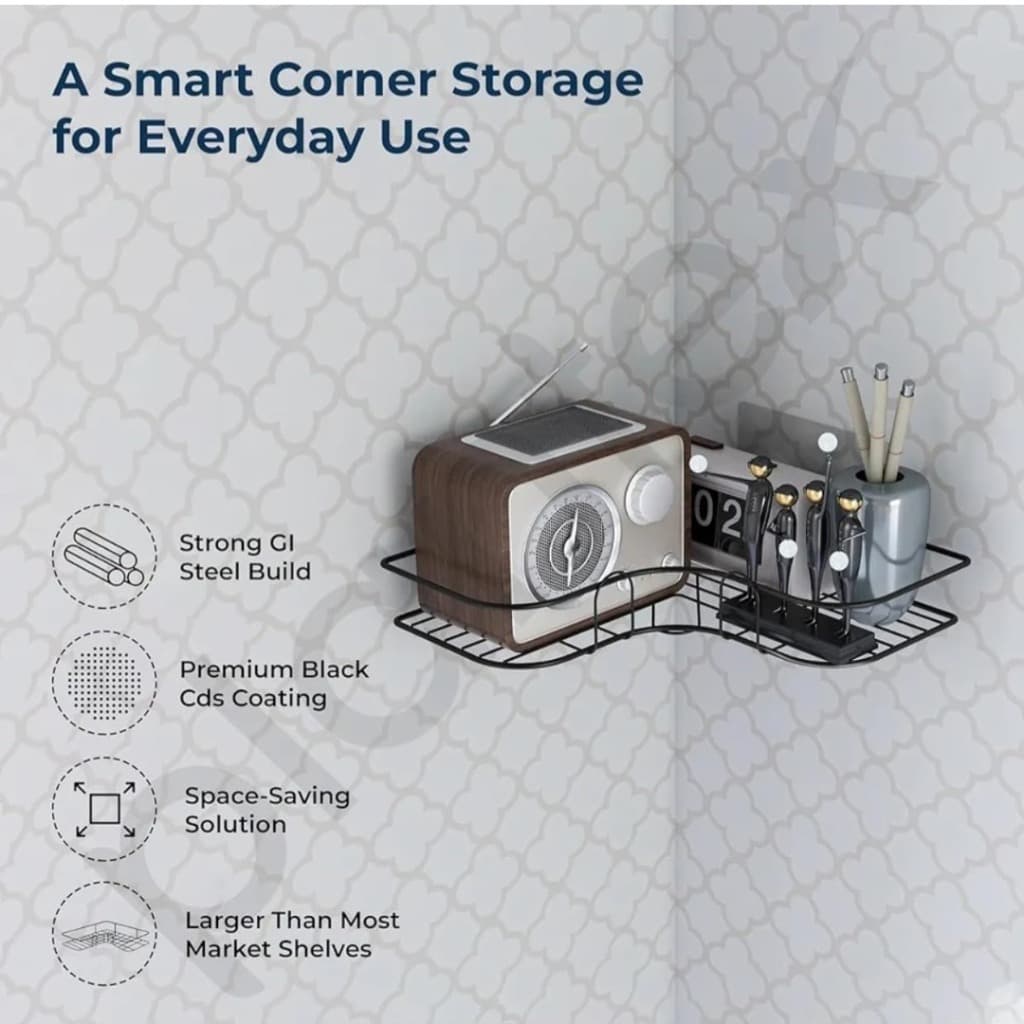Self Adhesive Metal Bathroom Corner Shelf
