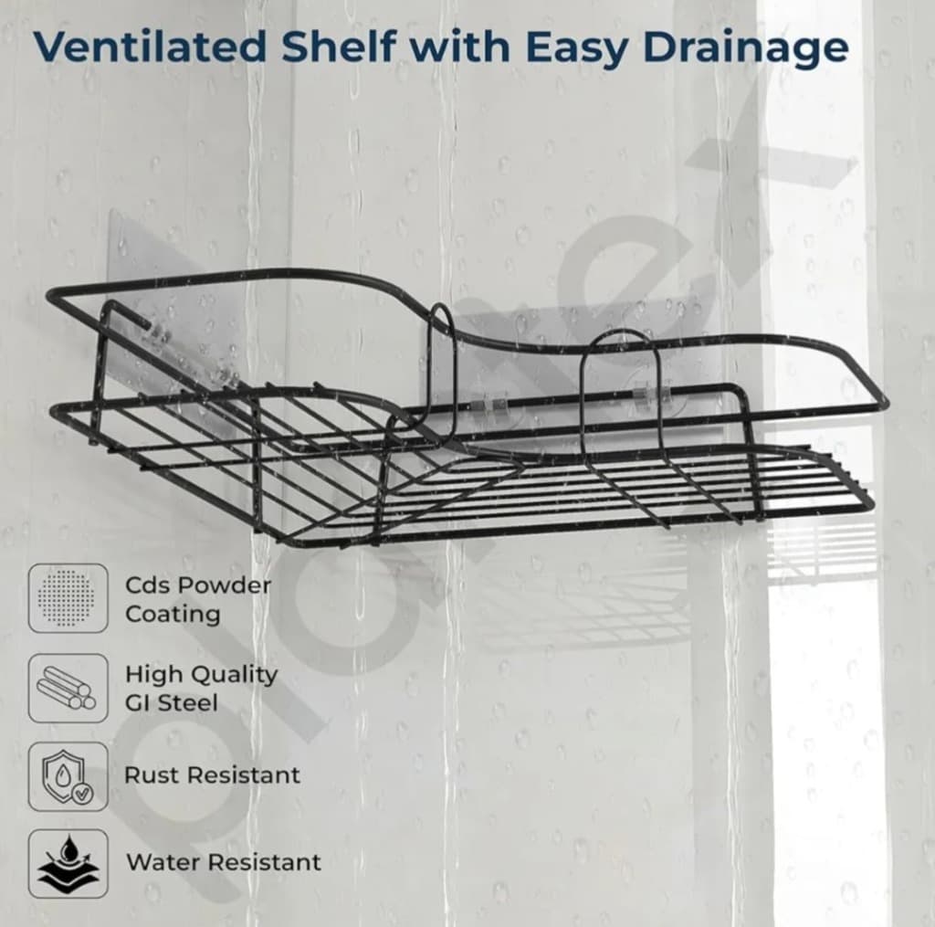 Self Adhesive Metal Bathroom Corner Shelf