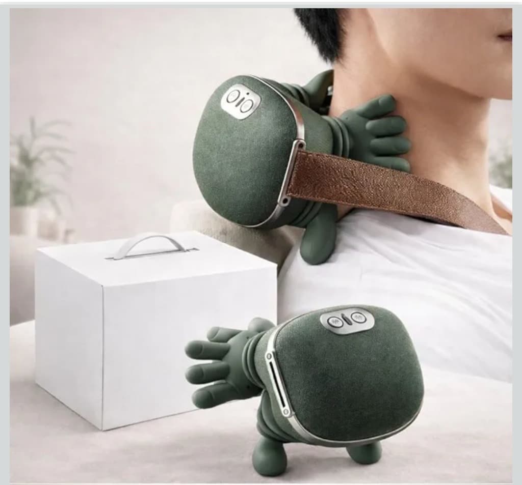 Wireless Massager for Neck, Back & Shoulders with 4D Kneading Massage, Hand-Inspired Design, Multiple Intensity Levels, Lightweight Portable Device for Home, Office and Travel Relaxation
