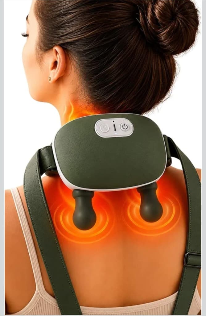 Wireless Massager for Neck, Back & Shoulders with 4D Kneading Massage, Hand-Inspired Design, Multiple Intensity Levels, Lightweight Portable Device for Home, Office and Travel Relaxation