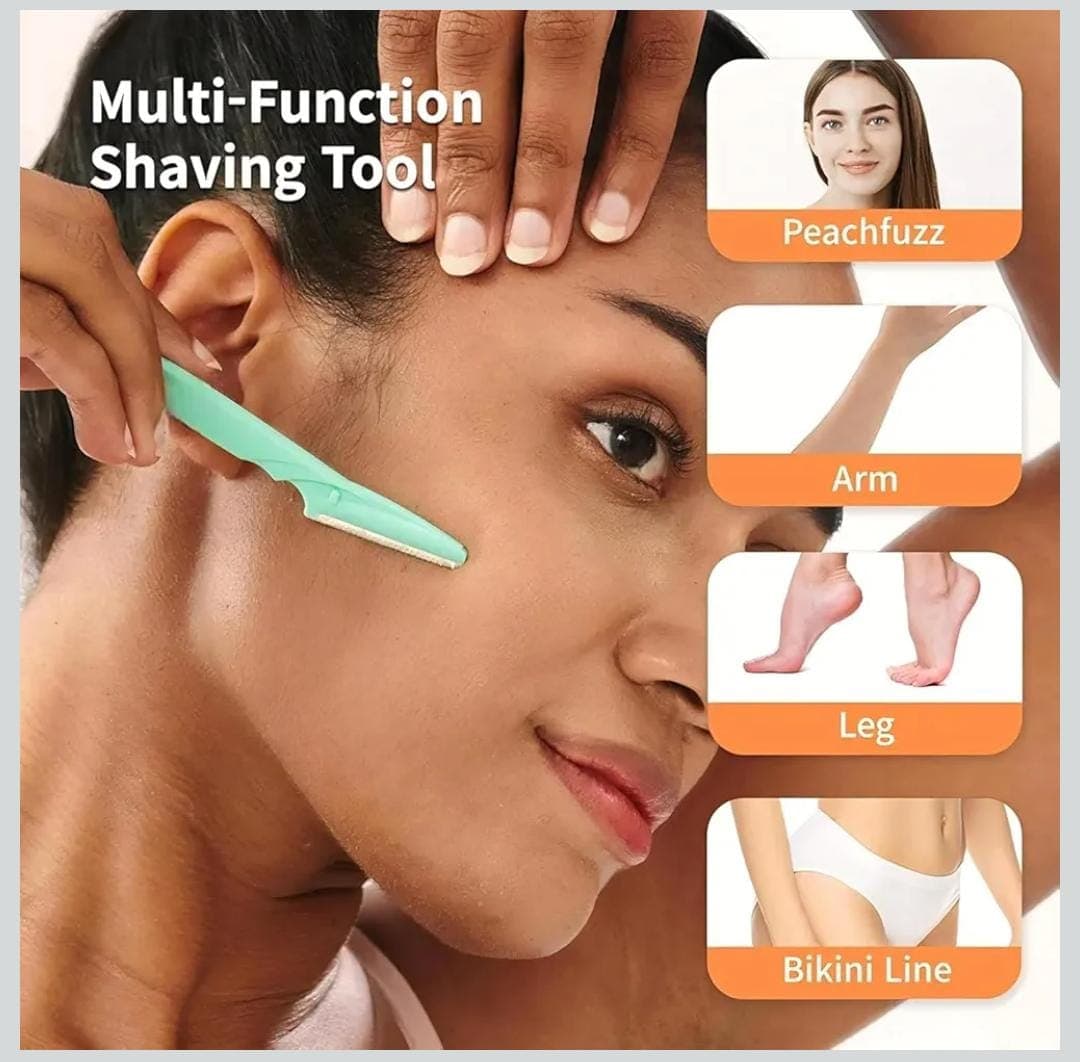 Heart Touch Collection Tinkle Facial Razors for Women | Reusable Single Blade Dermaplaning Razor | Instant Facial Hair Removal | Non-Slip Handle | Pack of 1 (3 Razors, Multicolor)