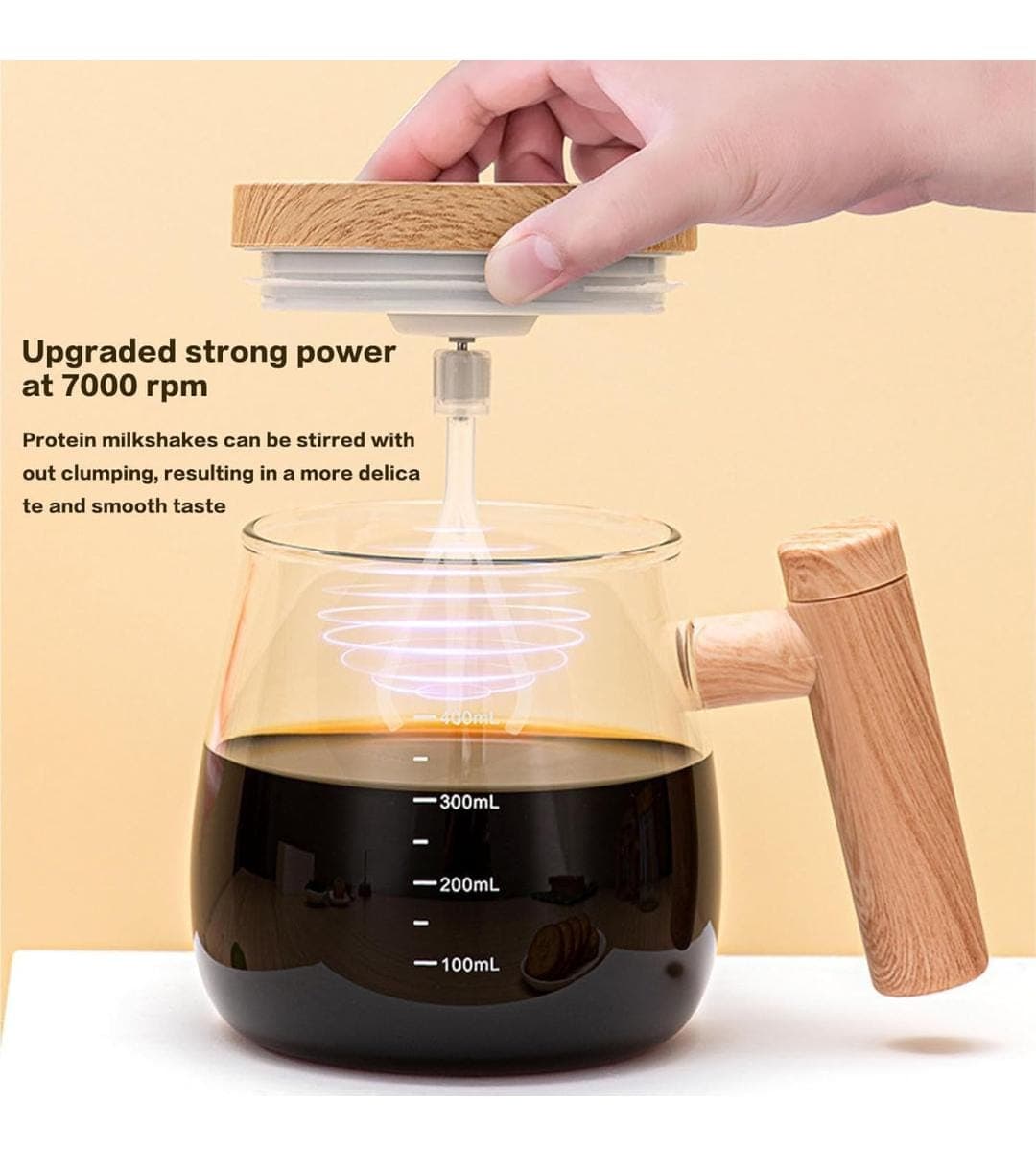 Heart Touch Collection Electric Self Stirring Coffee Mug – 400ml Rechargeable Automatic Mixing Cup with High-Speed Blender, Spill-Proof Lid & Borosilicate Glass