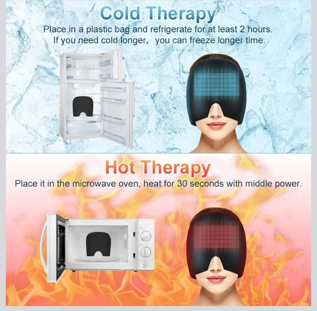 Heart Touch Collection Migraine Relief Cap for Headache & Stress Relief | Hot & Cold Therapy Gel Head Cap | Cooling Compression Mask for Migraine, Sinus, Tension & Eye Relaxation