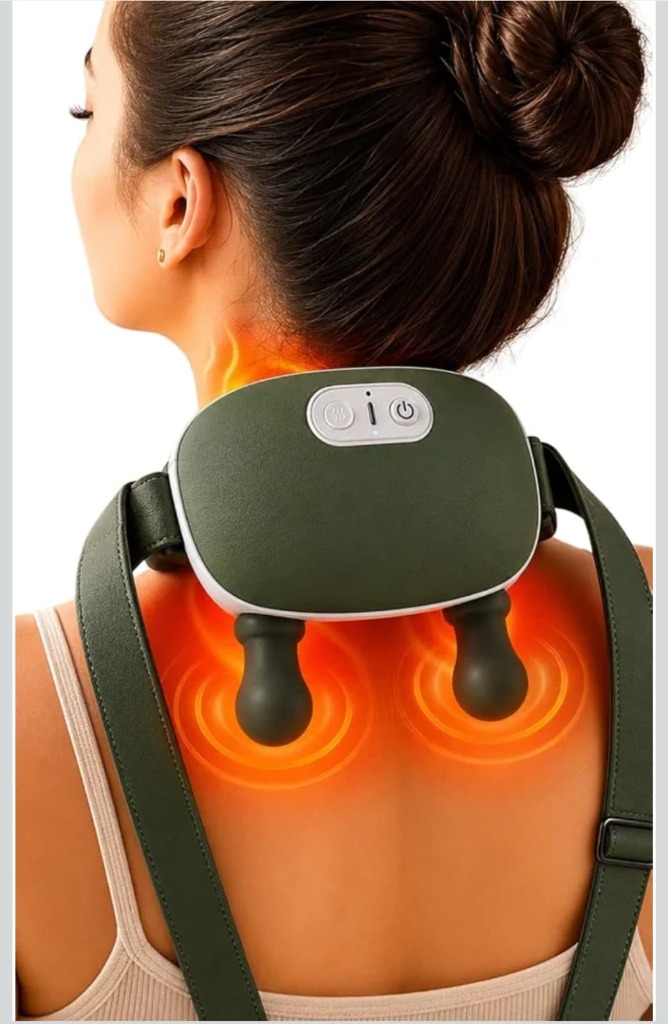 Wireless Massager for Neck, Back & Shoulders with 4D Kneading Massage, Hand-Inspired Design, Multiple Intensity Levels, Lightweight Portable Device for Home, Office and Travel Relaxation